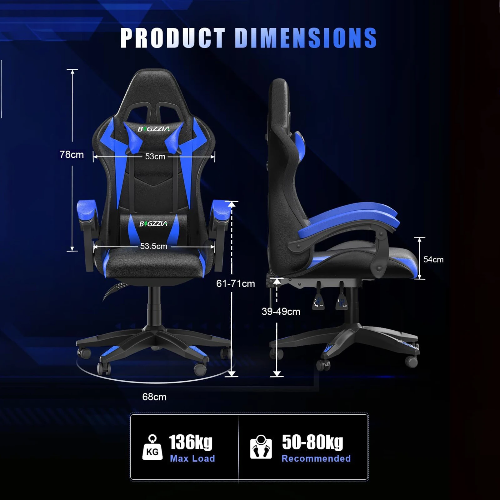 RGB Gaming Chair with LED Lights and Ergonomic Computer Chair Reclining PU Leather High Back Video Office Chair with Headrest