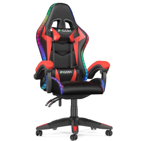 RGB Gaming Chair with LED Lights and Ergonomic Computer Chair Reclining PU Leather High Back Video Office Chair with Headrest - Image 6