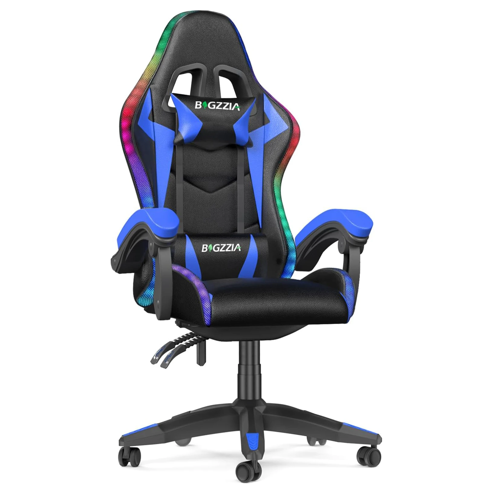 RGB Gaming Chair with LED Lights and Ergonomic Computer Chair Reclining PU Leather High Back Video Office Chair with Headrest