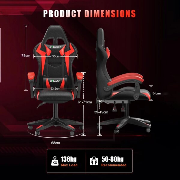 RGB Gaming Chair with LED Lights and Ergonomic Computer Chair Reclining PU Leather High Back Video Office Chair with Headrest - Image 5