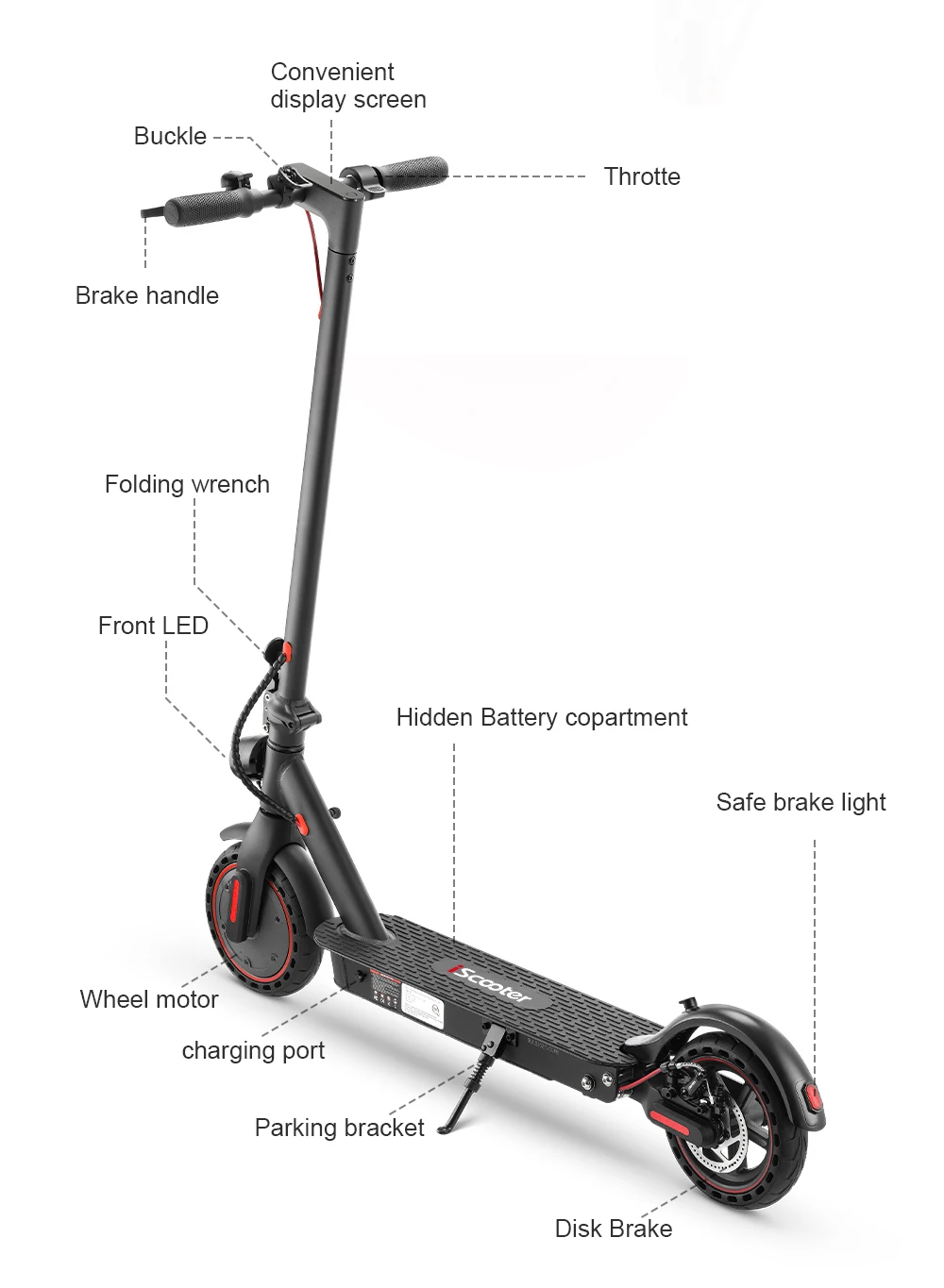 iScooter 8.5 inch Electric Scooter Adults i9Pro 7.5AH 350W Scooters Max Speed 30km/h e scooter Foldable Electric Kick Scooter