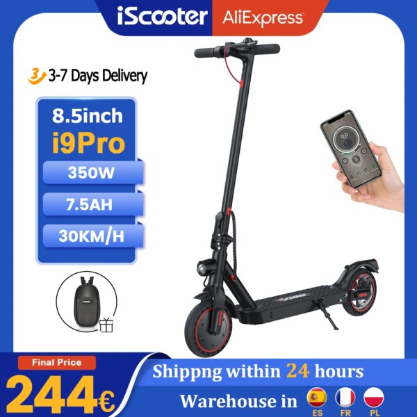 iScooter 8.5 inch Electric Scooter Adults i9Pro 7.5AH 350W Scooters Max Speed 30km/h e scooter Foldable Electric Kick Scooter