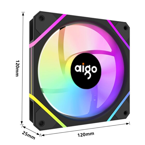 Aigo AM12PRO RGB FAN Ventoinha 120mm Pc Computer Case Fan PWM 12cm White CPU Water Cooler Silent ARGB Fans Cooling Ventilador - Image 6