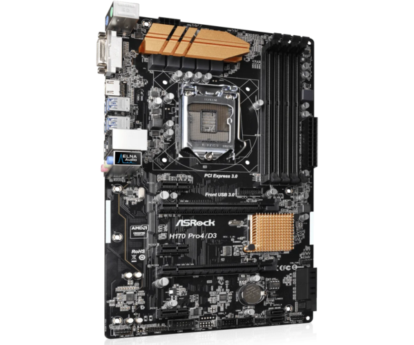 intel H170 Motherboard ASRock H170 Pro4/D3 LGA 1151 DDR3 64GB PCI-E 3.0 USB 3.1 M.2 ATX Supports 6th/7th Gen intel Core i5-6500 - Image 4