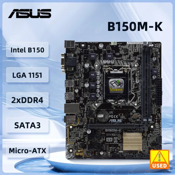 ASUS B150M-K Motherboard LGA 1151 DDR4 32G SATA3 USB3.0 VGA DVI Micro-ATX Supports 7th/6th Gen Core i3-6100 cpu