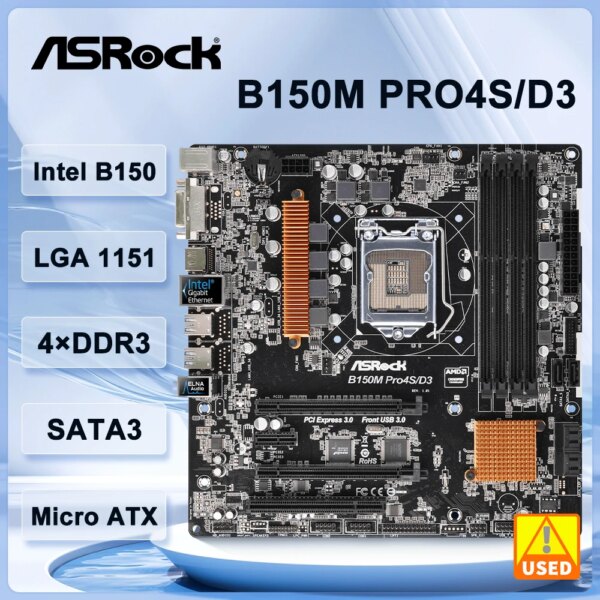 ASRock B150M PRO4S/D3 Motherboard LGA 1151 Intel B150 DDR4 64GB Micro ATX support i5-6500 i3-6100 i5-7600 i3-6300 cpu