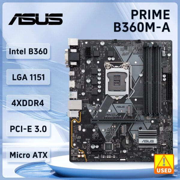 ASUS PRIME B360M-A 1151 Motherboard 4×DDR4 LGA 1151 PCI-E 3.0 2×M.2 USB3.1 HDMI Micro ATX support Eighth/ninth genCore i7/i5/i3