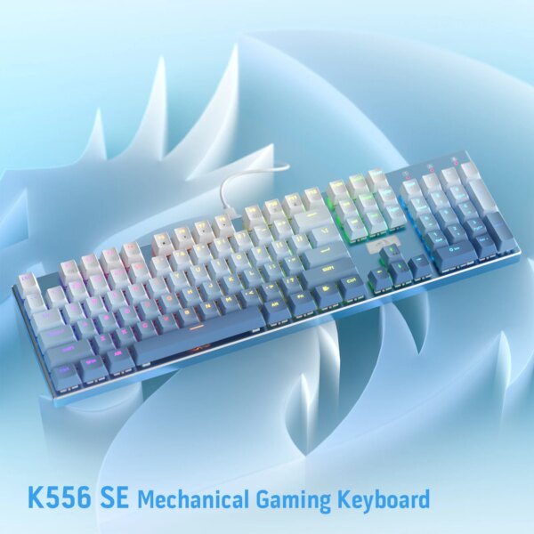 Redragon K556 SE RGB LED Backlit Wired Mechanical Gaming Keyboard, Aluminum Base, 104 Keys, Hot-Swap Linear Quiet Red Switch - Image 6