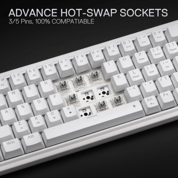 Redragon K709 65% Wired Gasket RGB 68 Keys Hot-Swap Mechanical 3-Layer Noise Dampening Gaming Keyboard - Image 2