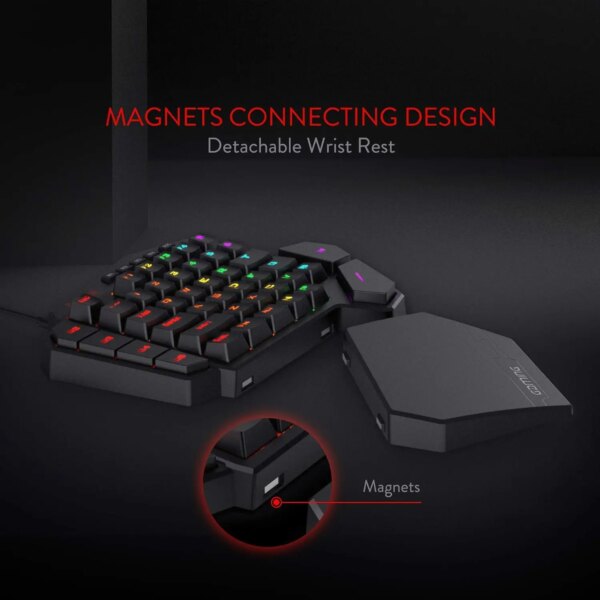 Redragon K585 Wired DITI One-Handed RGB Mechanical Gaming 42 Keys Type-C Gaming Hot-Swappable Wrist Rest Keyboard - Image 6