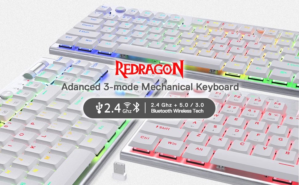 Redragon K621 Horus TKL Wireless RGB  Low Profile Mechanical Keyboard Wired 80% Ultra-Thin Bluetooth Red/Brown/Blue Switches