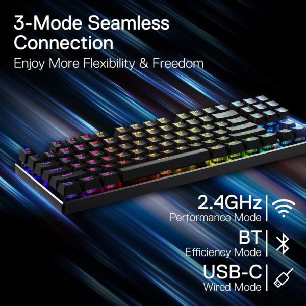 Redragon K556 PRO TKL Wireless RGB Gaming Keyboard 80% 87 Keys BT/2.4Ghz Tri-Mode Hot-Swap Mechanical Keyboard - Image 2