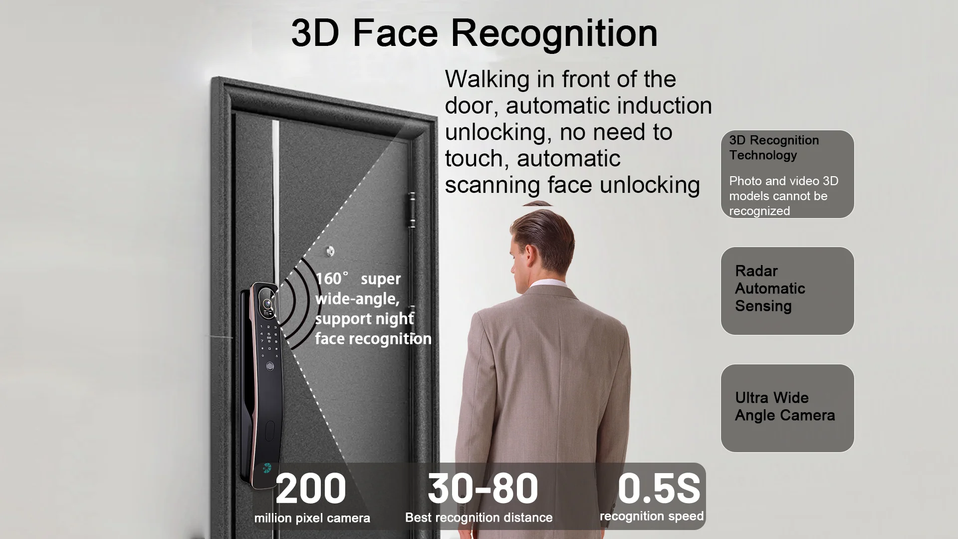 Tuya App Face Recognition Smart Door Lock Digital Door Lock With Remote Monitoring Function Electronic Lock Fingerprint Lock