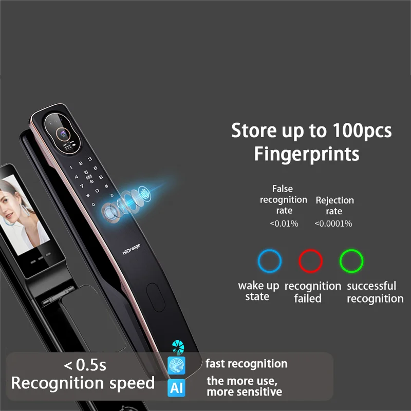 Tuya App Face Recognition Smart Door Lock Digital Door Lock With Remote Monitoring Function Electronic Lock Fingerprint Lock