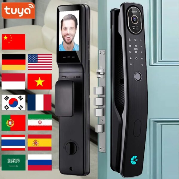 Tuya App Face Recognition Smart Door Lock Digital Door Lock With Remote Monitoring Function Electronic Lock Fingerprint Lock