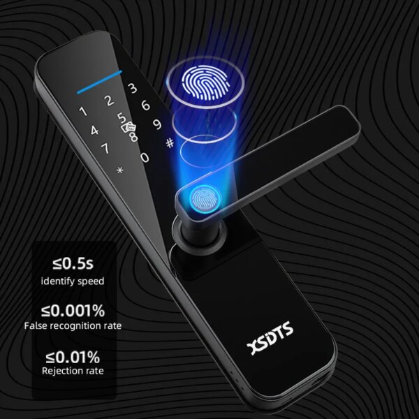 Tuya Wifi Electronic Smart Door Lock With Biometric Fingerprint / Smart Card / Password / Key Unlock/ USB Emergency Charge - Image 4