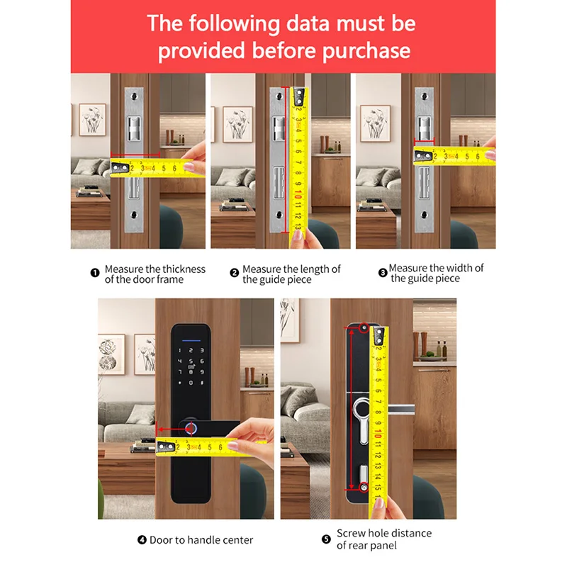 Tuya Wifi Electronic Smart Door Lock With Biometric Fingerprint / Smart Card / Password / Key Unlock/ USB Emergency Charge