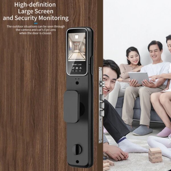 3D Face Smart Door Lock Security Camera Monitor Intelligent Fingerprint Password Biometric Electronic Key Unlock - Image 4