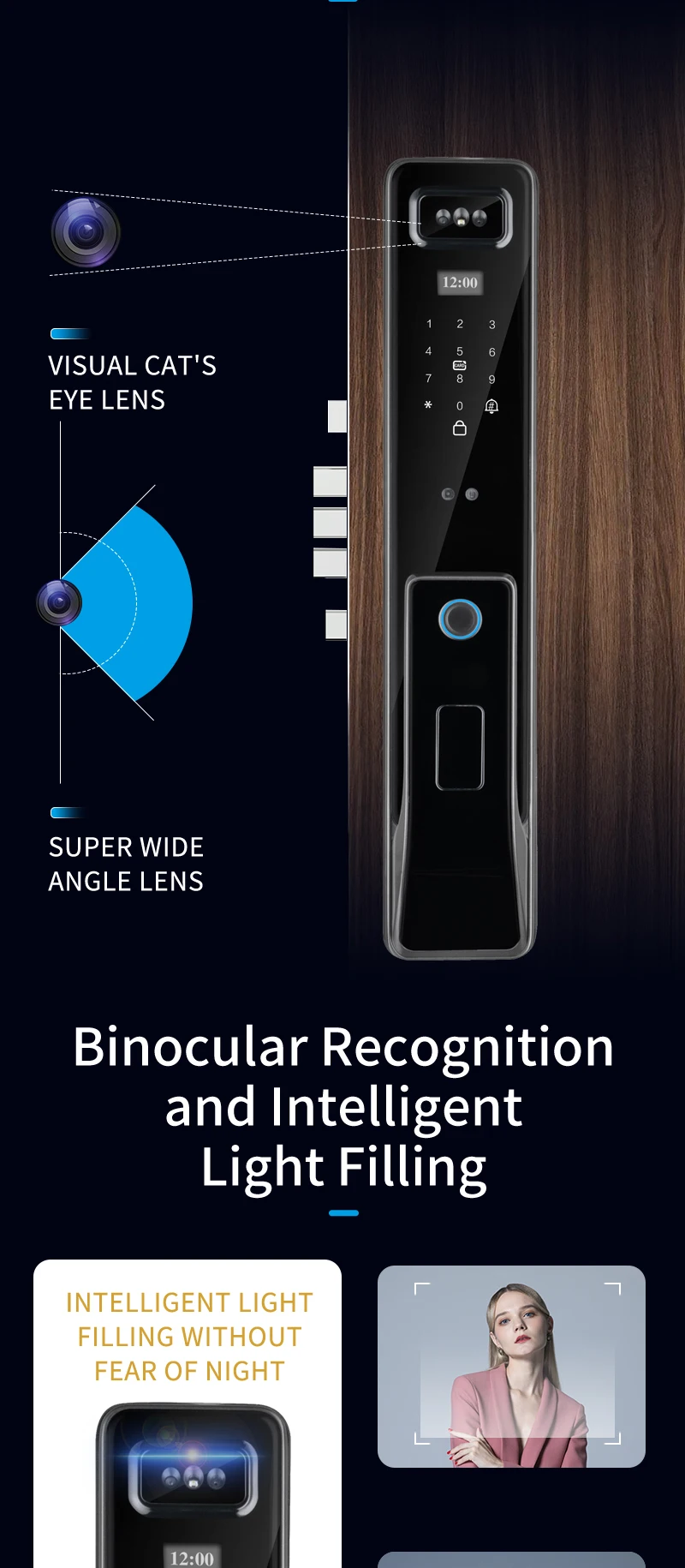 Tuya 3D Face Real-time Intercom Smart Door Lock Security Camera Intelligent Fingerprint Password Biometric Electronic Key Unlock