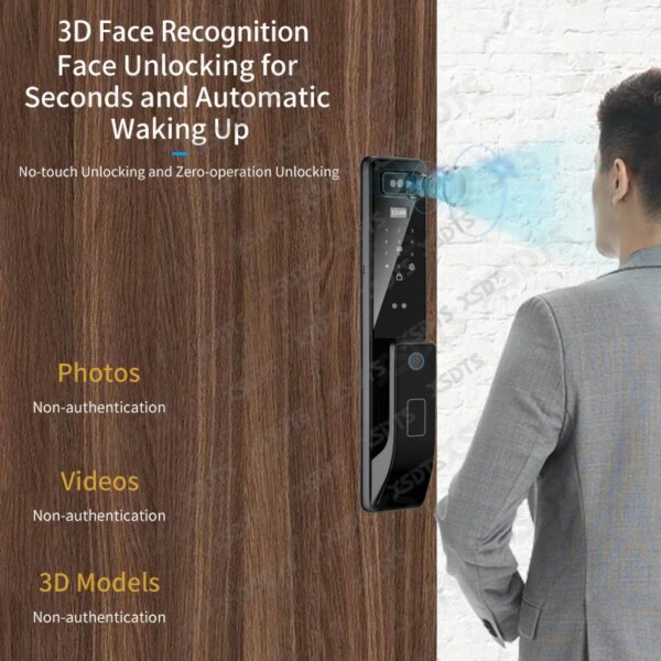 Tuya 3D Face Real-time Intercom Smart Door Lock Security Camera Intelligent Fingerprint Password Biometric Electronic Key Unlock - Image 3