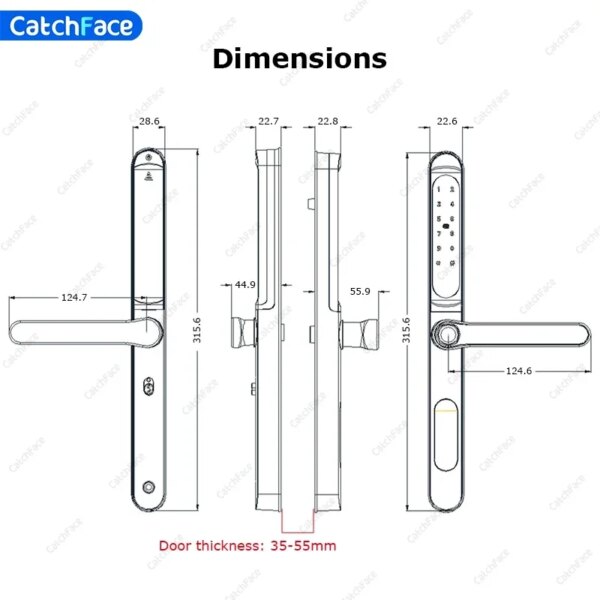 Waterproof TTLock Outdoor Gate Fingerprint Bluetooth APP RFID Code Keyless Electronic Smart Door Lock for Glass Aluminum Sliding - Image 6