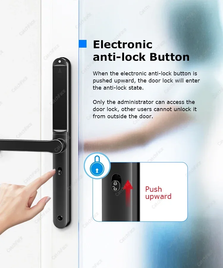 Waterproof TTLock Outdoor Gate Fingerprint Bluetooth APP RFID Code Keyless Electronic Smart Door Lock for Glass Aluminum Sliding